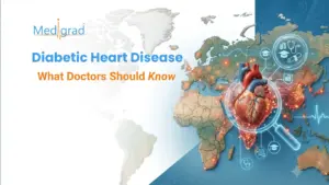 Diabetic heart disease showing diabetic cardiomyopathy and heart failure